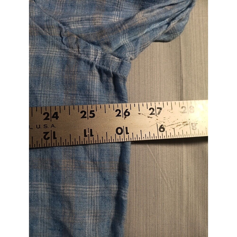 Peter Millar 100% Linen Shirt Men's XL Blue Gray Plaid Long Sleeve Button-Up - Picture 3 of 4